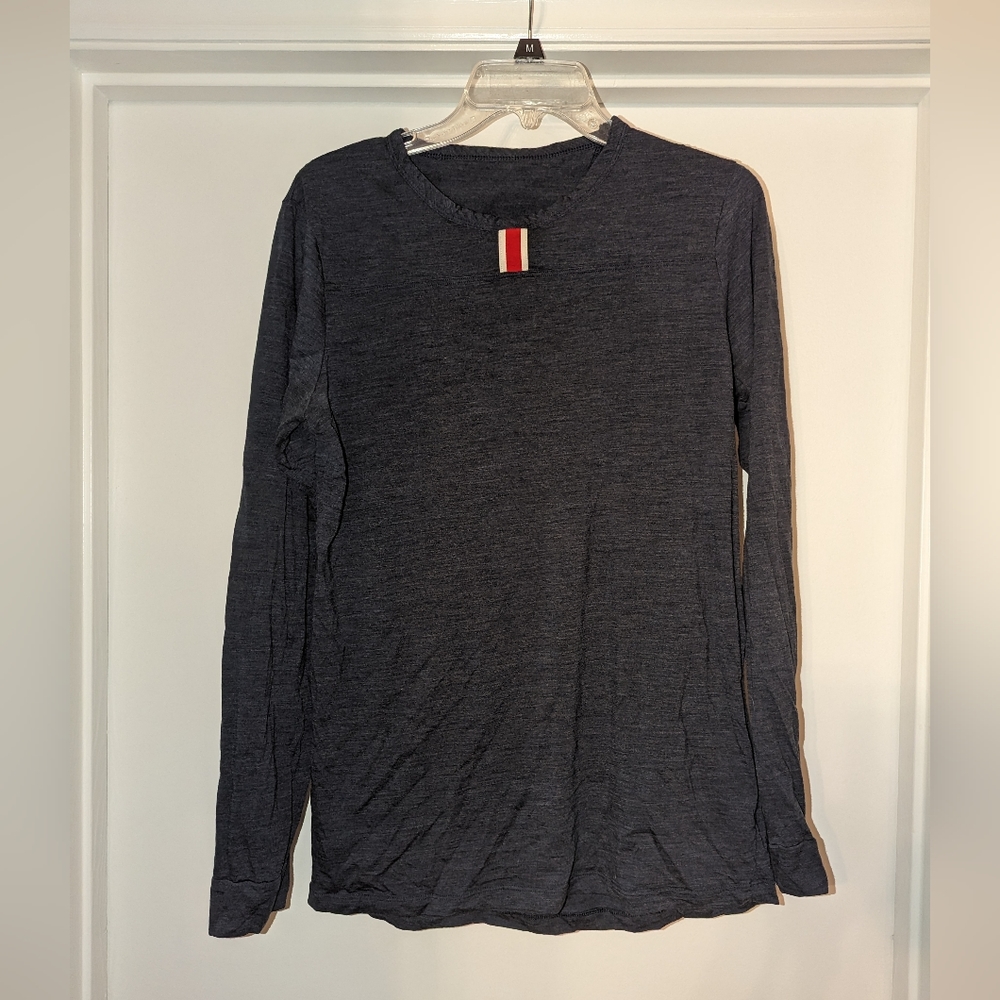 Tracksmith Men's Medium Merino Wool Long Sleeve Running Shirt - Blue